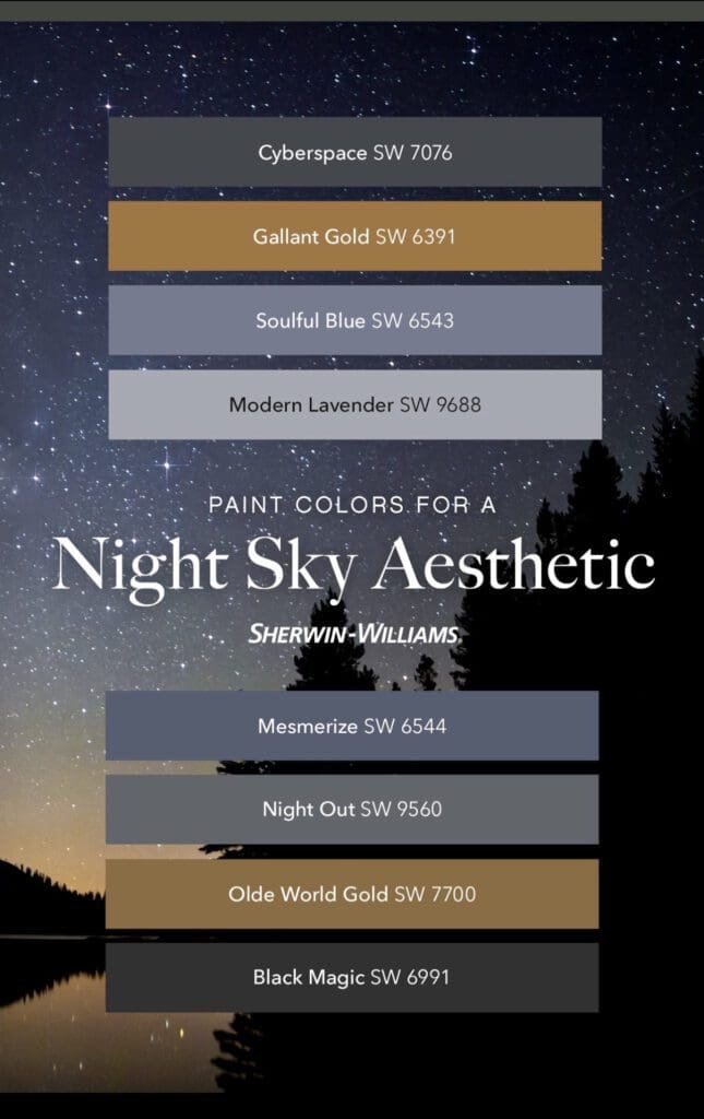 Sherwin Williams Night Sky Color Inspiration Palette. All Los Angeles Painting Company, Inc.