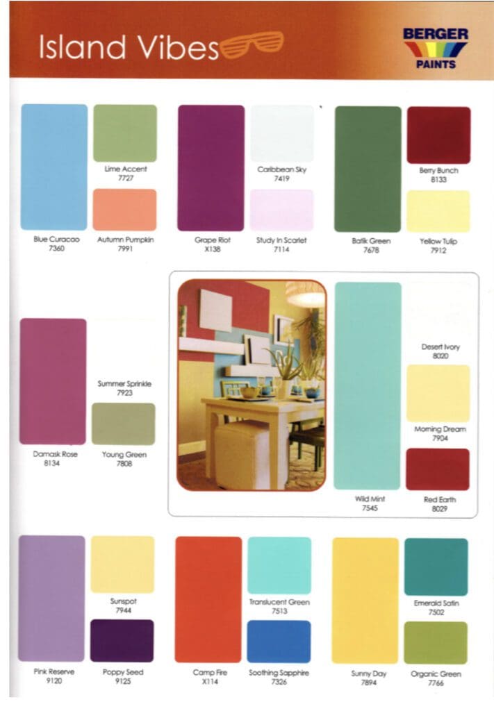 Island Vibes Paint Color Inspiration Palette. All Los Angeles Painting Company, Inc.