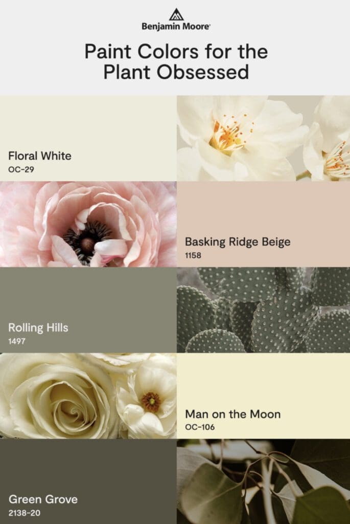 Benjamin Moore Flora Inspired Paint Color Palette. All Los Angeles Painting Company, Inc.