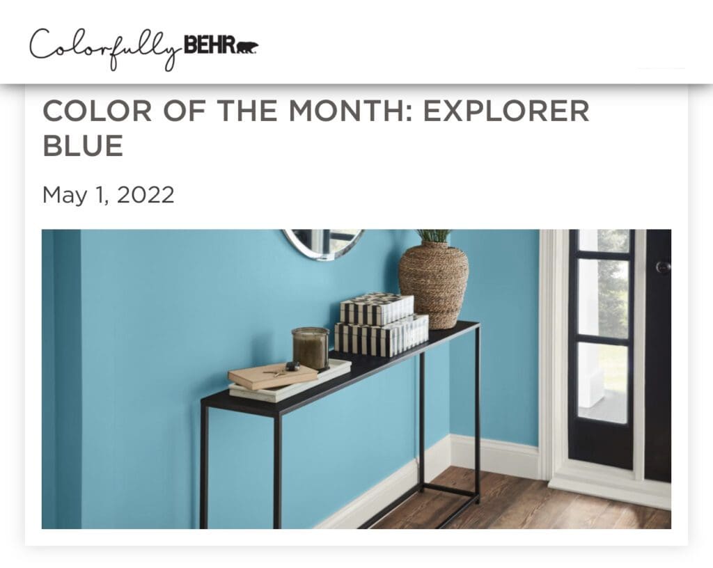 Behr May 2022 Color of the Month | Explorer Blue. All Los Angeles Painting Company, Inc.