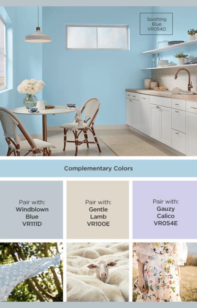 Valspar Soothing Blue & Complementary Paint Color Palette.