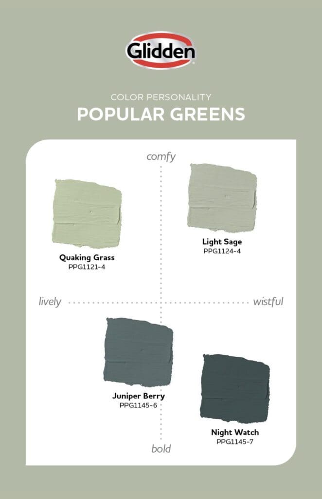 Glidden | Popular Green Paint Color Palette. All Los Angeles Painting Company, Inc.