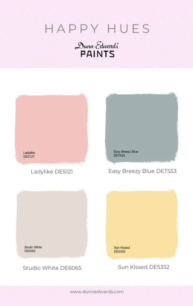 Dunn Edwards Happy Hues Paint Color Palette. All Los Angeles Painting Company, Inc.