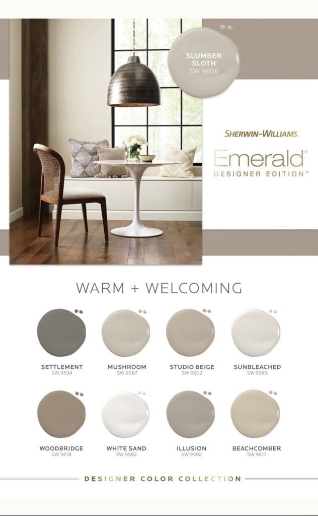 Sherwin Williams Warm + Welcoming Paint Color Palette. All Los Angeles Painting Company, Inc.