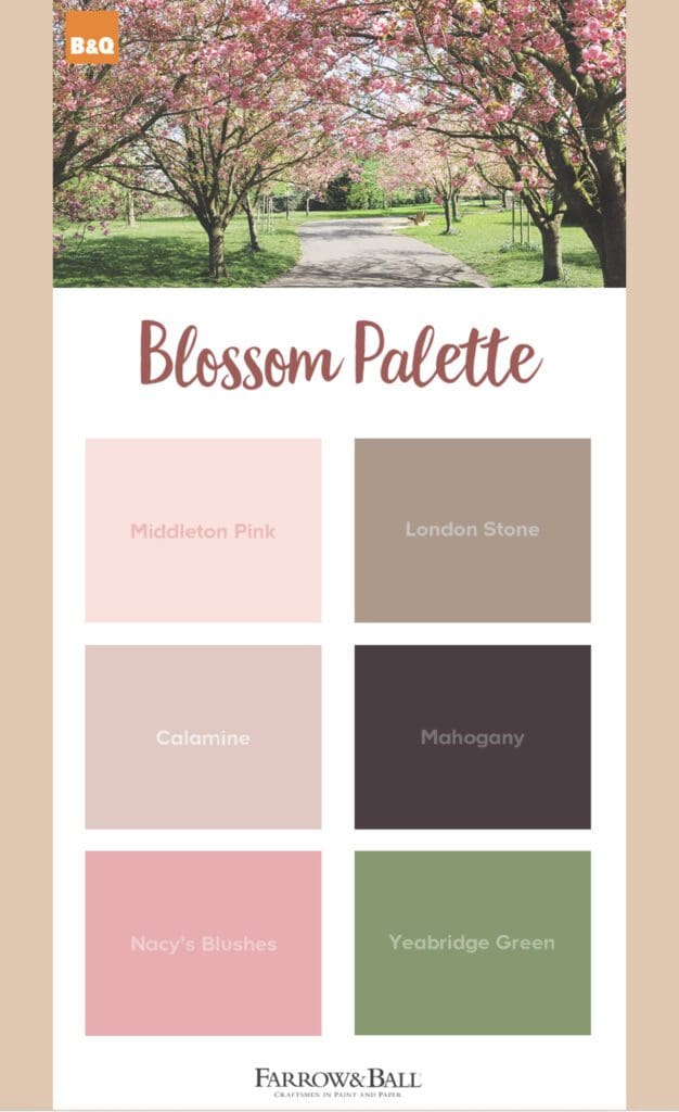 Farrow & Ball Cherry Blossom Inspired Paint Color Palette. All Los Angeles Painting Company, Inc.