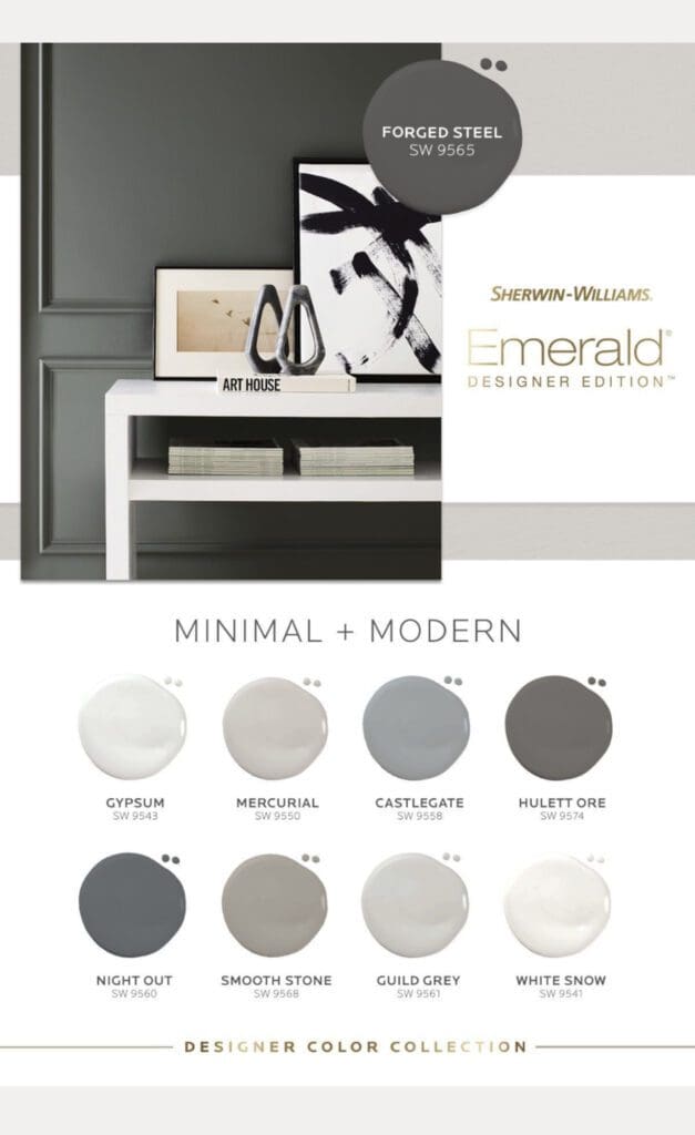 Sherwin Williams Emerald Designer Edition Minimal + Modern Paint Color Palette. All Los Angeles Painting Company, Inc.