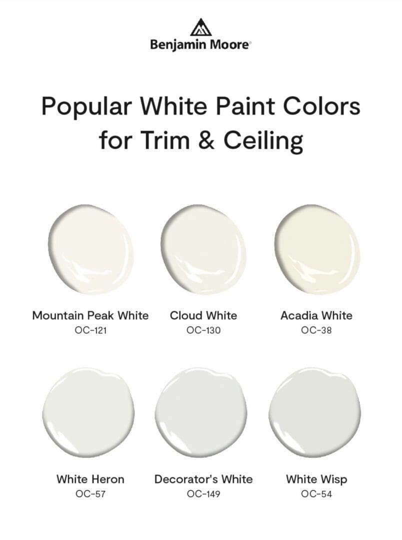 Benjamin Moore | Popular Whites for Trim and Ceilings Color Palette. All Los Angeles Painting Company, Inc.