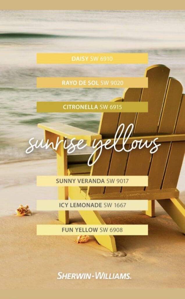 Sherwin Williams | Sunrise Yellow Paint Color Palette. All Los Angeles Painting Company, Inc.