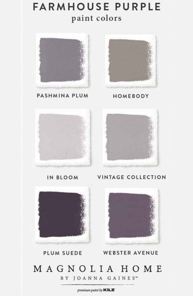 Magnolia Home | Farmhouse Purple Paint Color Palette. All Los Angeles Painting Company, Inc.