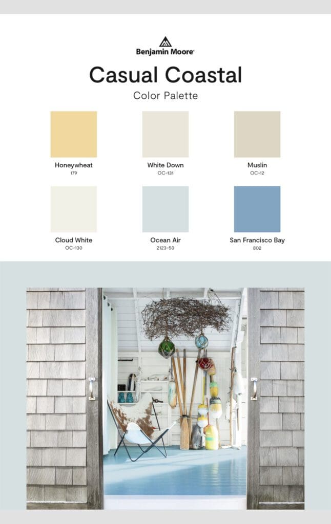 Benjamin Moore | Casual Coastal Color Inspiration Palette. All Los Angeles Painting Company, Inc.