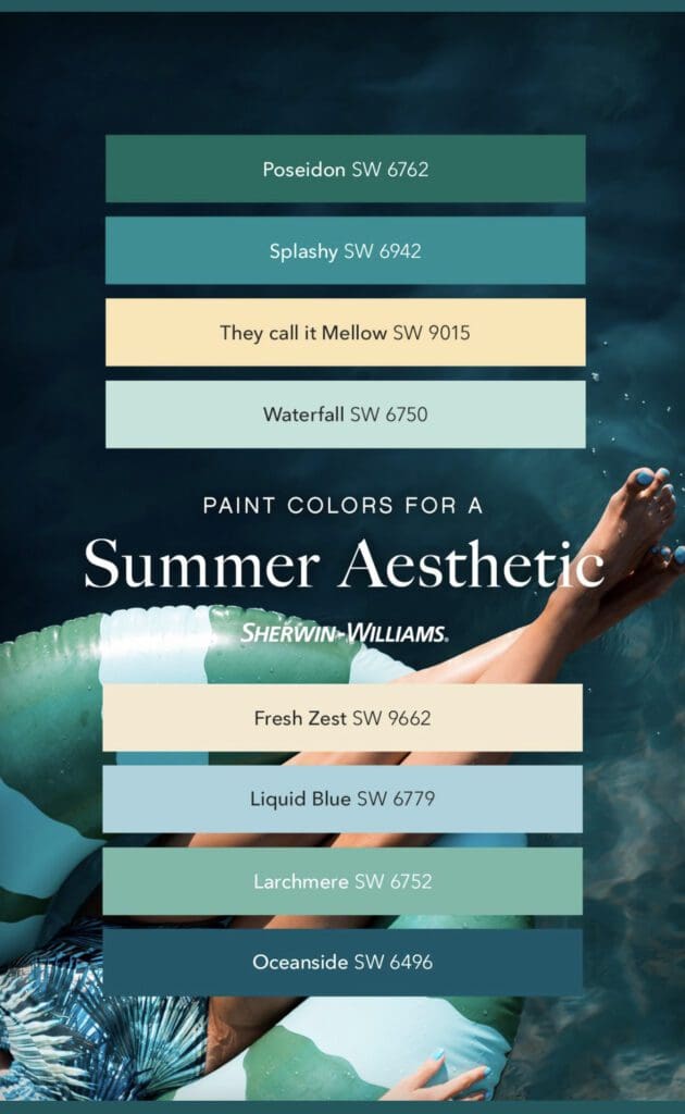 Sherwin Williams | Summer Aesthetic Paint Color Palette. All Los Angeles Painting Company, Inc.