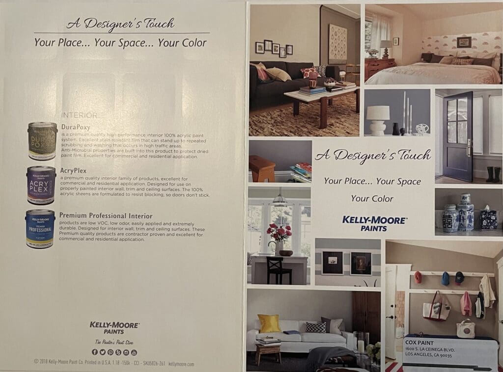 Kelly Moore Interior Designer Color Chart Front and Back Cover.