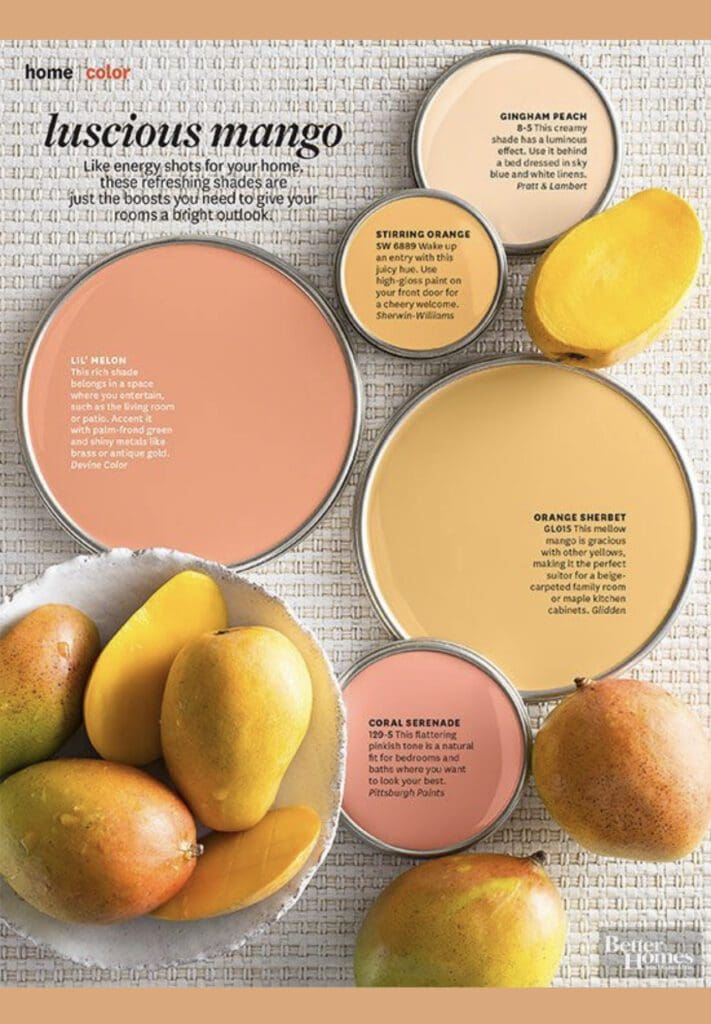 Better Homes | Luscious Mango Color Inspiration Palette. All Los Angeles Painting Company, Inc.