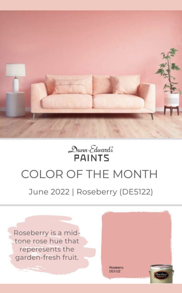 Dunn Edwards June 2022 Color of the Month | Roseberry. All Los Angeles Painting Company, Inc.