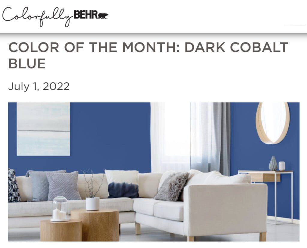 Behr July 2022 Color of the Month | Dark Cobalt Blue. All Los Angeles Painting Company, Inc.