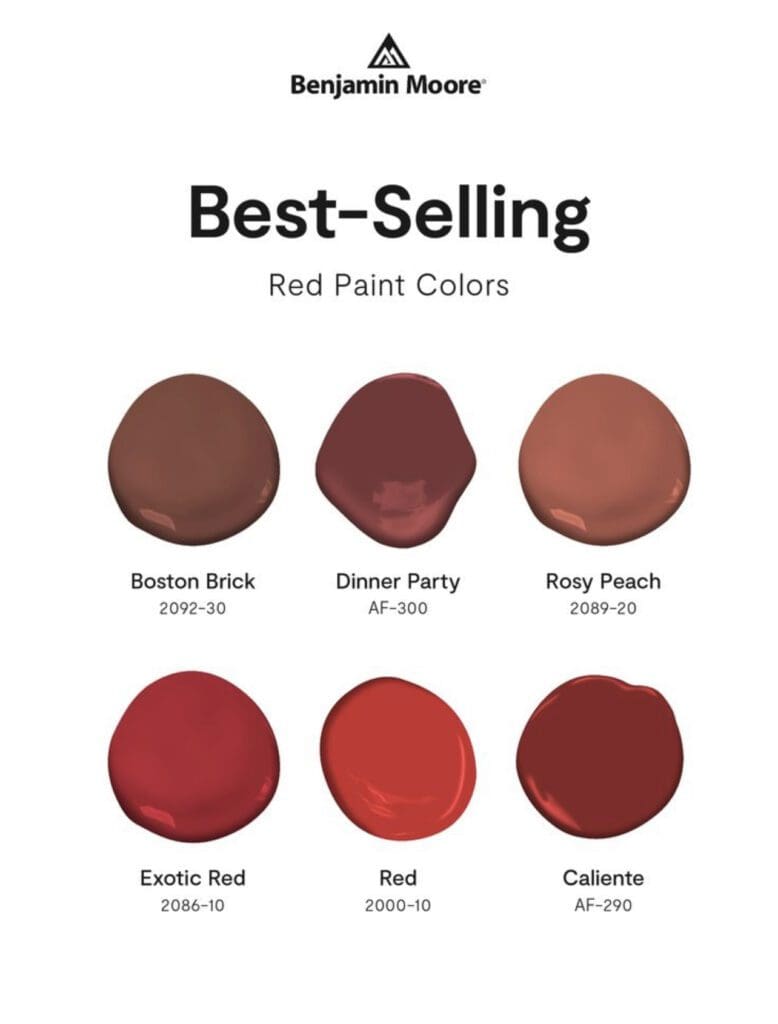 Benjamin Moore Best Selling Red Color Palette. All Los Angeles Painting Company, Inc.