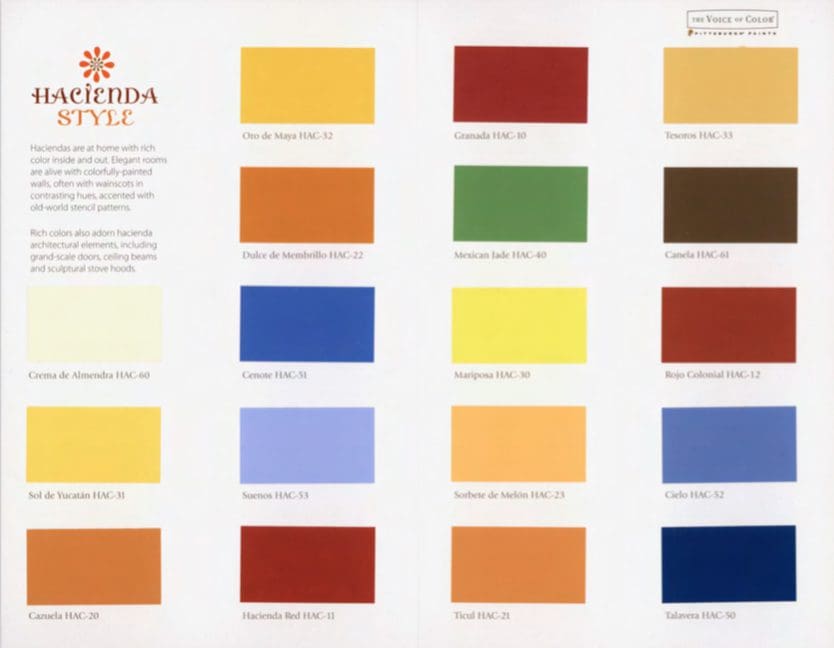 PPG Hacienda Style Color Palette. All Los Angeles Painting Company, Inc.