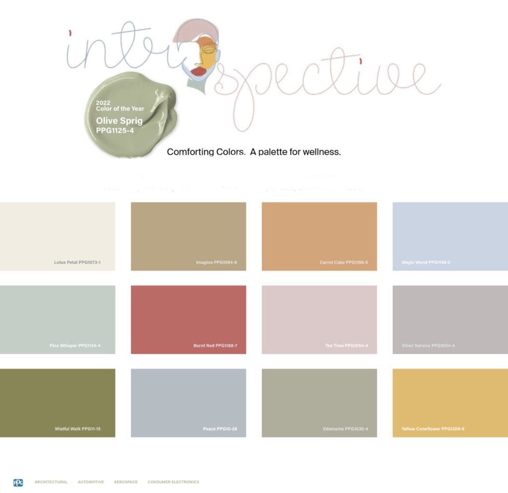 PPG 2022 Introspective Color Palette. All Los Angeles Painting Company, Inc.