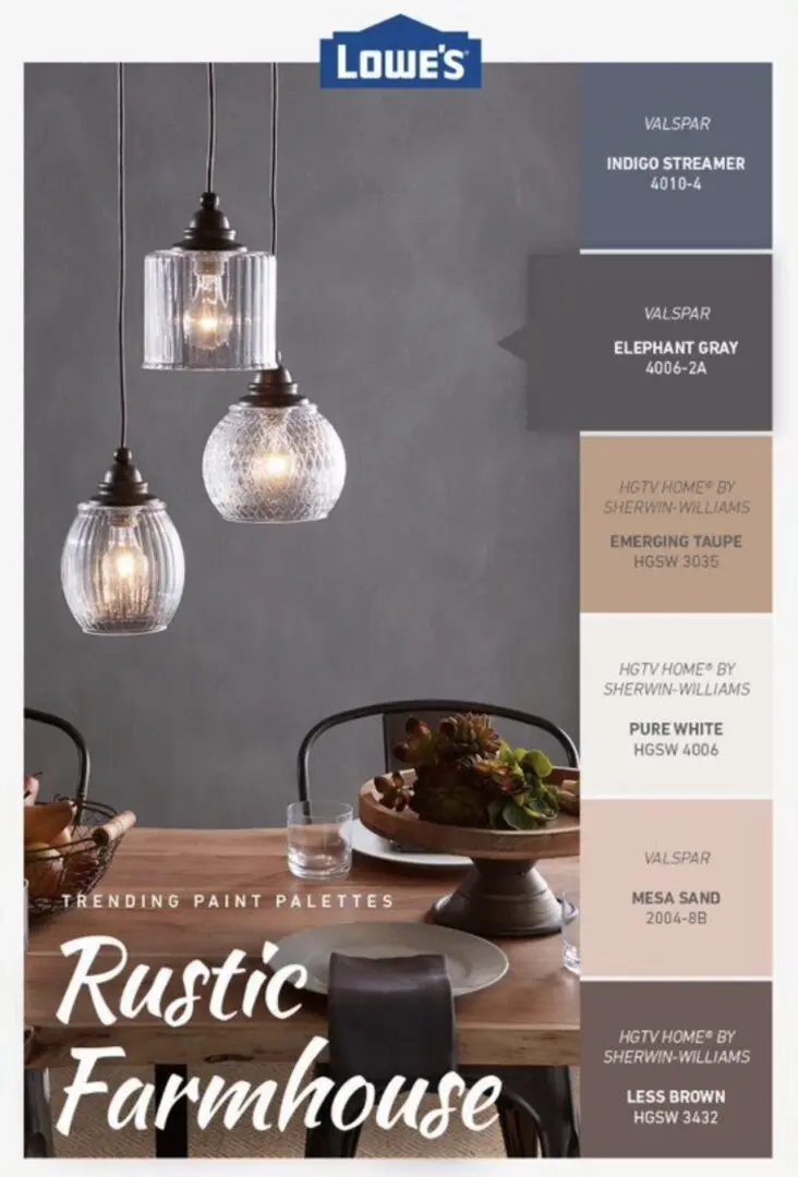 Lowe's Rustic Farmhouse Color Palette. All Los Angeles Painting Company, Inc.