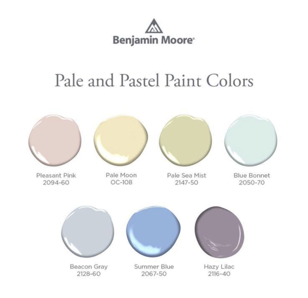 Benjamin Moore Pale and Pastel Color Palette. All Los Angeles Painting Company, Inc.