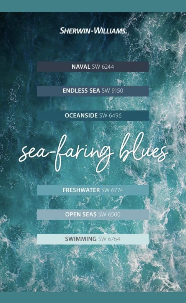 Sherwin Williams | Seafaring Blues Color Palette. All Los Angeles Painting Company, Inc.