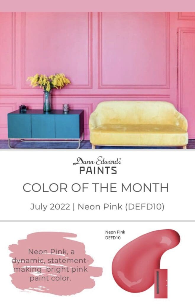 Dunn Edwards July 2022 Color of the Month | Neon Pink. All Los Angeles Painting Company, Inc.