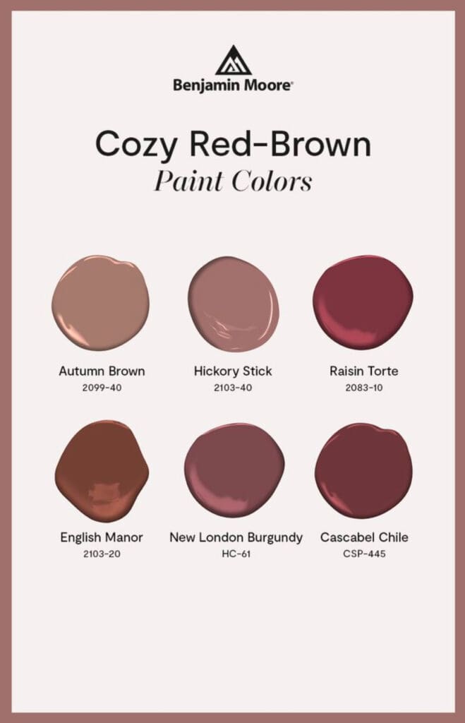 Benjamin Moore Best Selling Cozy Red-Brown Paint Colors.