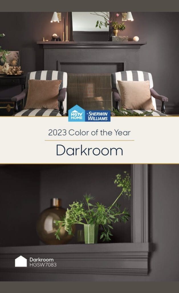 HGTV Sherwin Williams 2023 Color of the Year Darkroom.  All Los Angeles Painting Company, Inc. 