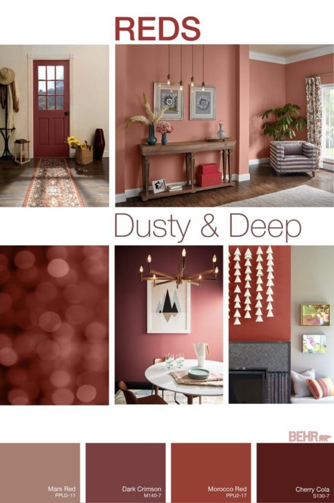 Behr Paint Dusty & Deep Red Color Palette. All Los Angeles Painting Company, Inc.