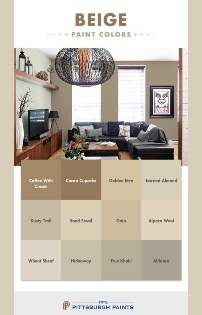 PPG Pittsburgh Paint Beige Color Palette. All Los Angeles Painting Company, Inc.