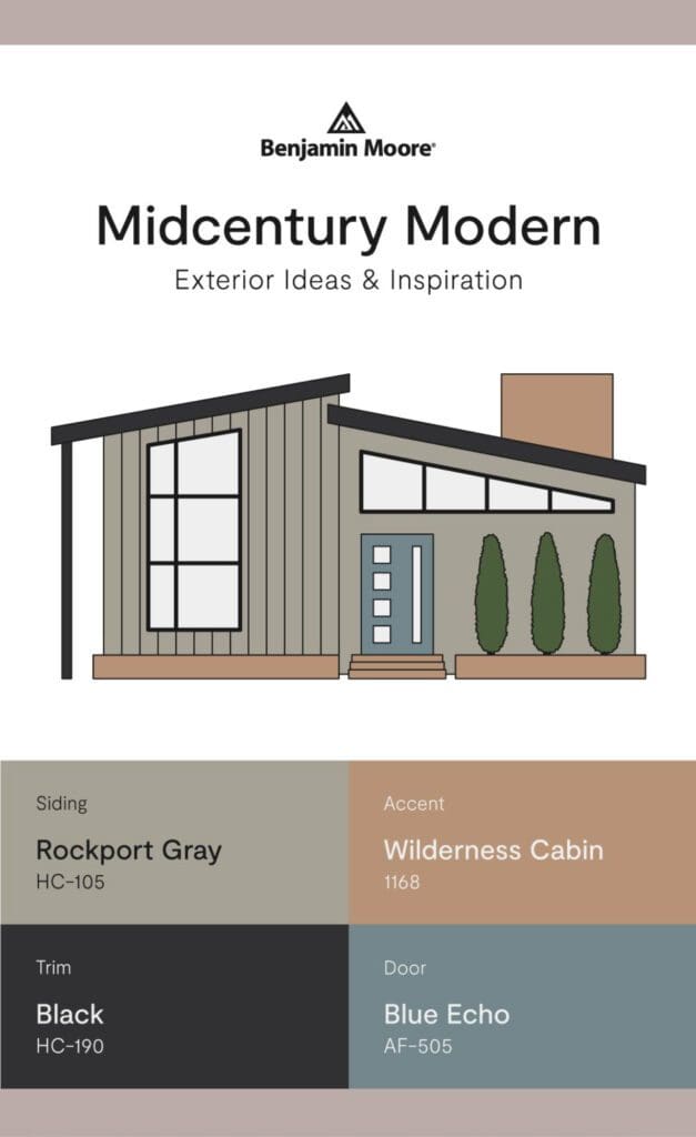 Benjamin Moore Mid Century Exterior Color Inspiration.