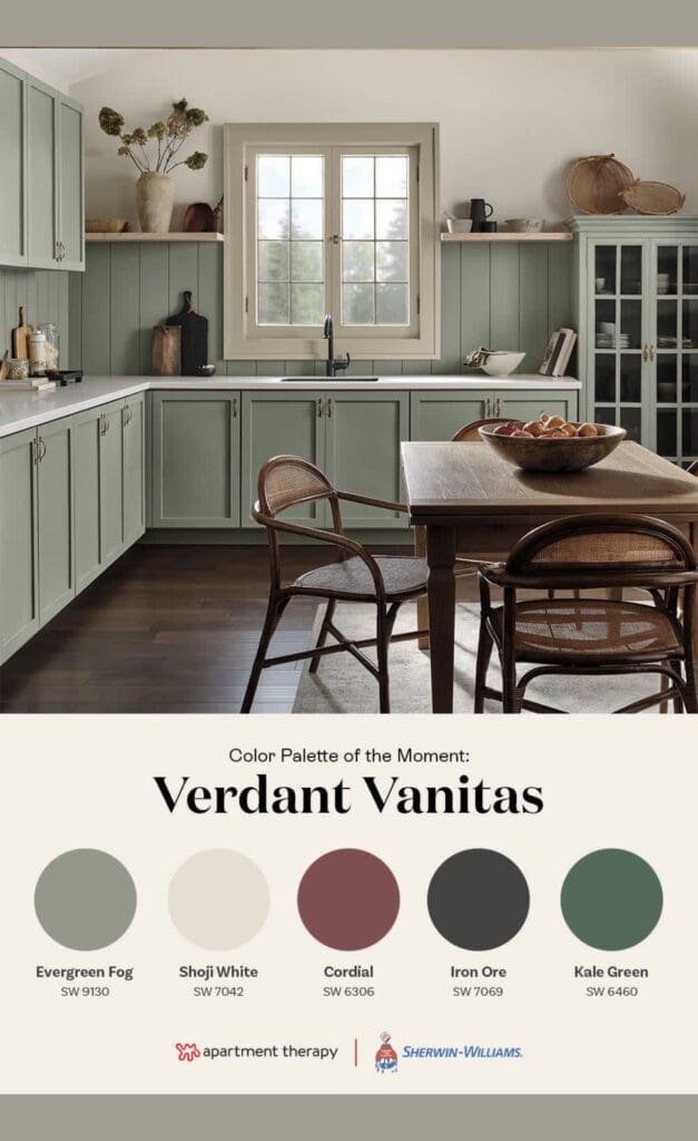 Sherwin Williams Verdant Vanitas Color Palette. All Los Angeles Painting Company, Inc.