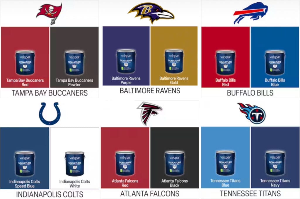 NFL Team Paint Colors.