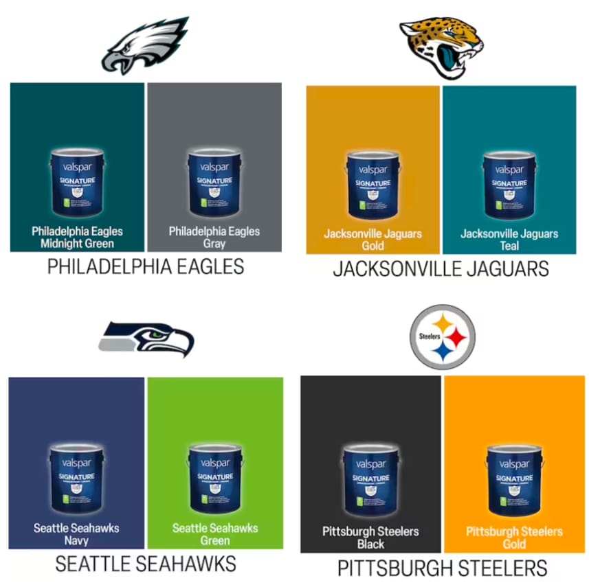 Valspar NFL team paint colors.