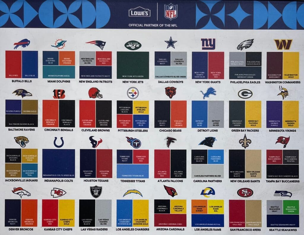 Lowe's Valspar NFL Team Colors.