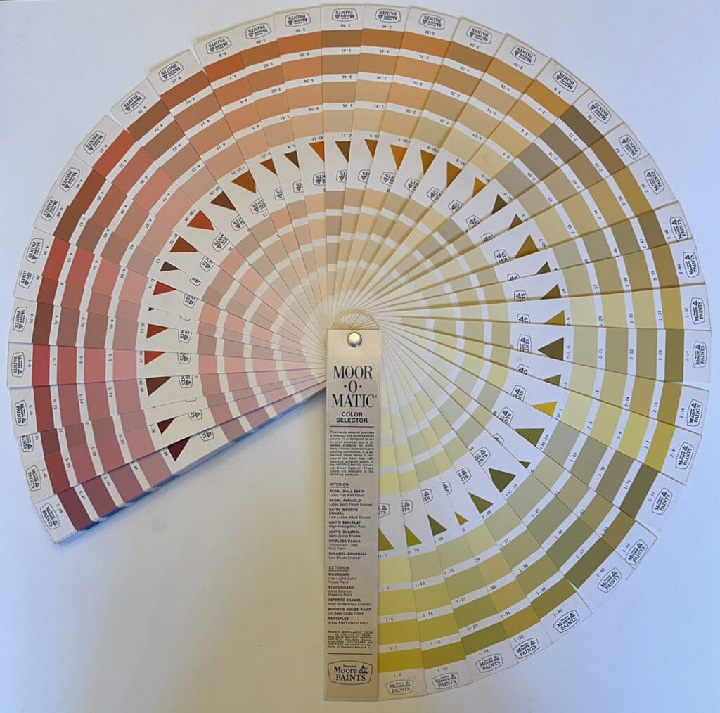 Benjamin Moore 1960's Colors Moor-O-Matic Warm Tones. Vintage House Paint Fan Deck.