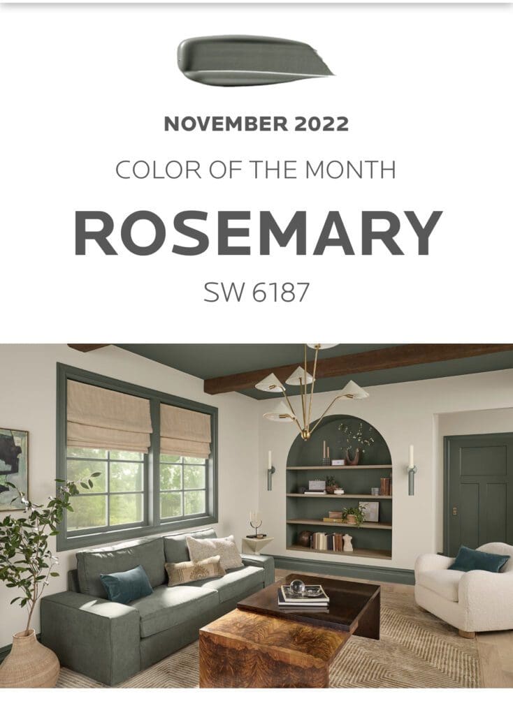 Sherwin Williams November 2022 Color of the Month | Rosemary. All Los Angeles Painting Company, Inc.