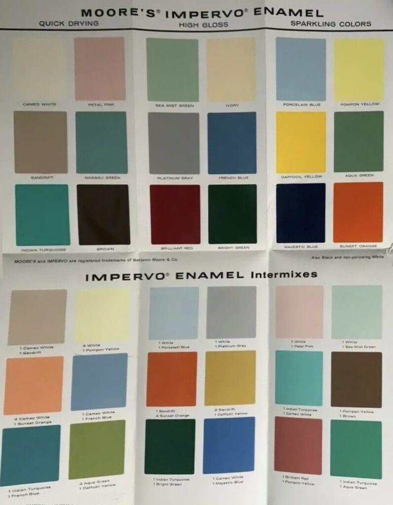 A series of color swatches for different paint colors.