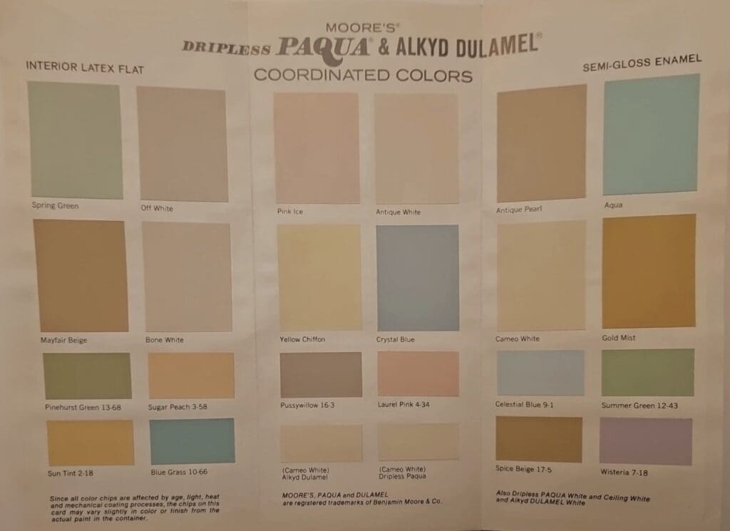 1967 Interior House Paint Color Chart.
