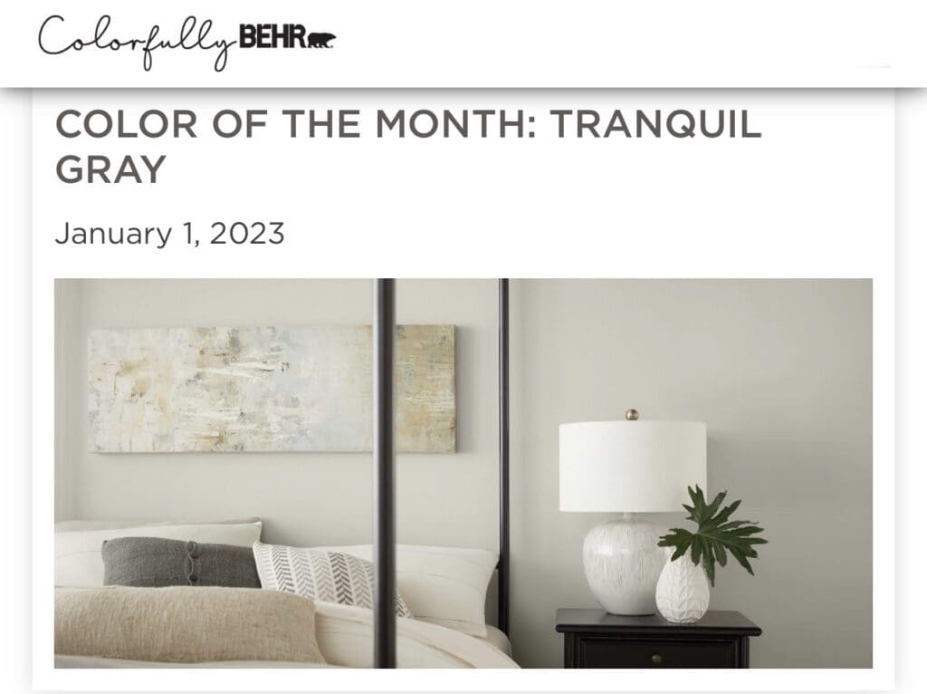 Behr January 2023 Color of the Month | Tranquil Gray. All Los Angeles Painting Company, Inc.