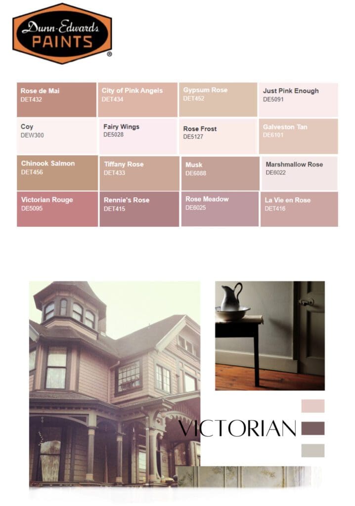 Dunn Edwards Victorian Pink Color Palette. All Los Angeles Painting Company, Inc.