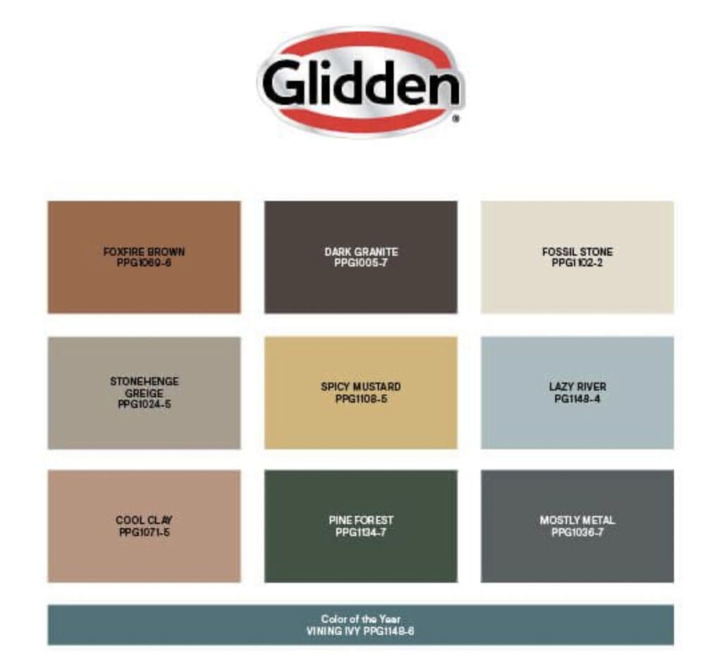 Glidden 2023 Color Trends Palette. All Los Angeles Painting Company, Inc.