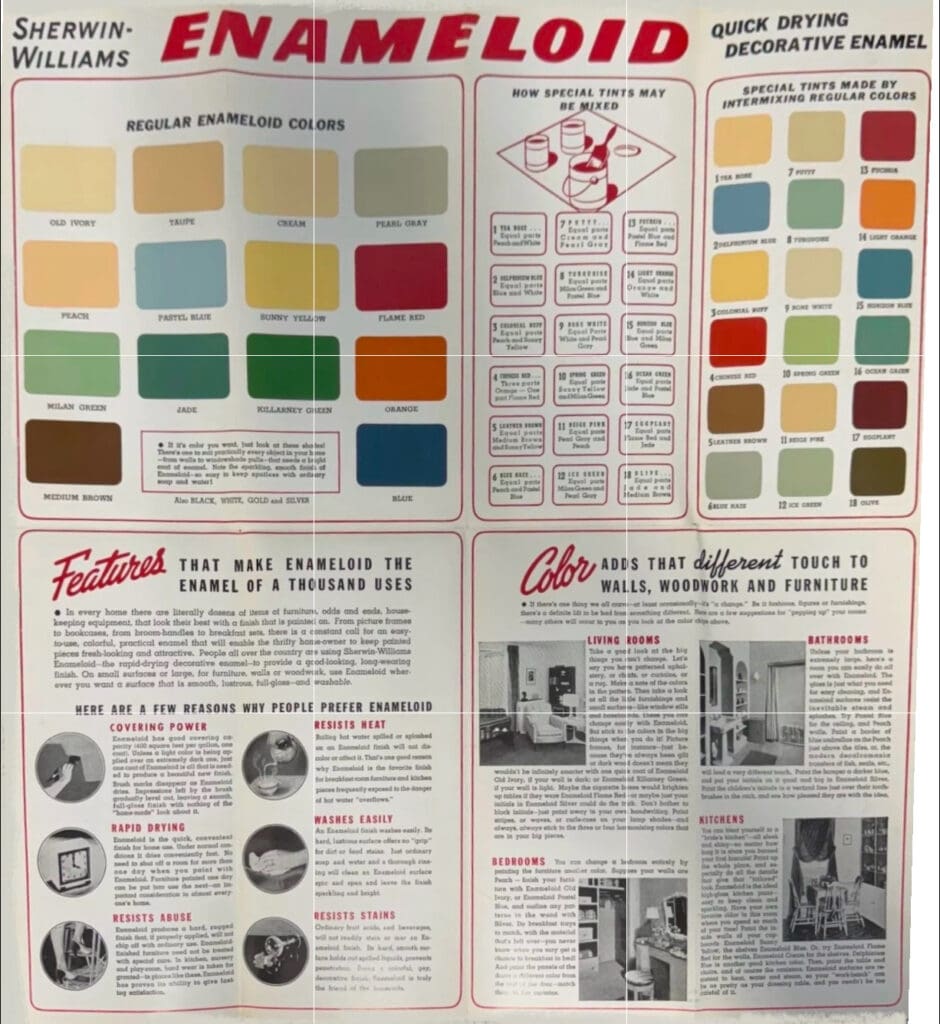 Sherwin Williams Early Mid-Century Color Chart.