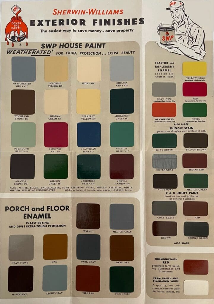 Vintage Sherwin Williams Exterior Color Chart.