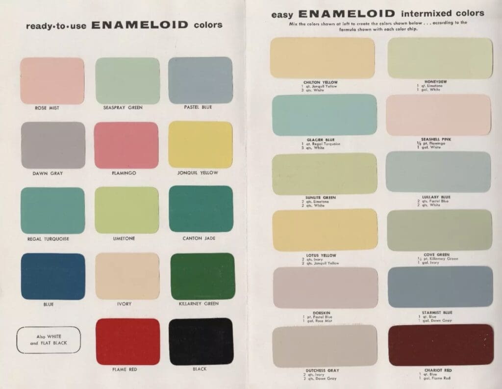 1953 Interior Paint Color Chart.