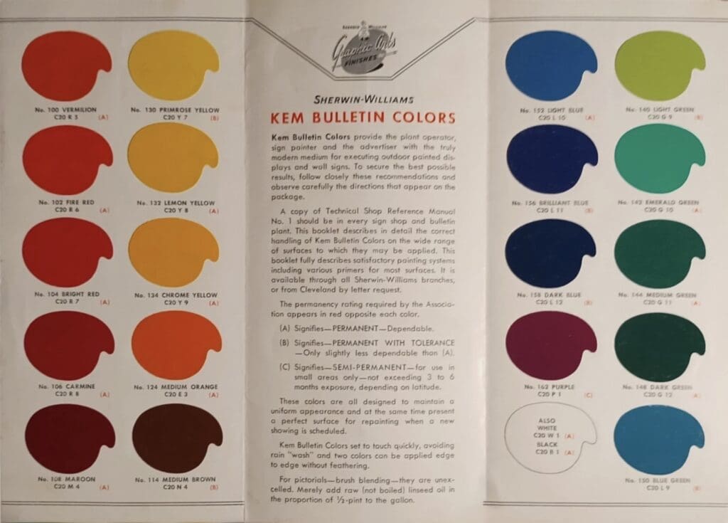 1950 House Paint Color Chart.