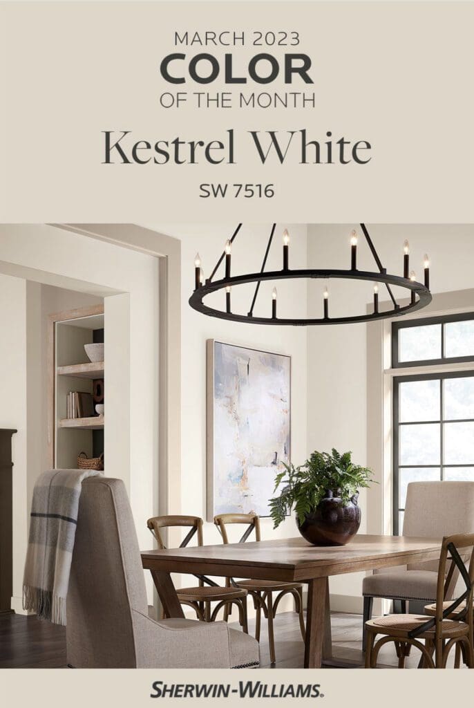 Sherwin Williams March 2023 Color of the Month | Kestrel White (SW7516). All Los Angeles Painting Company, Inc.