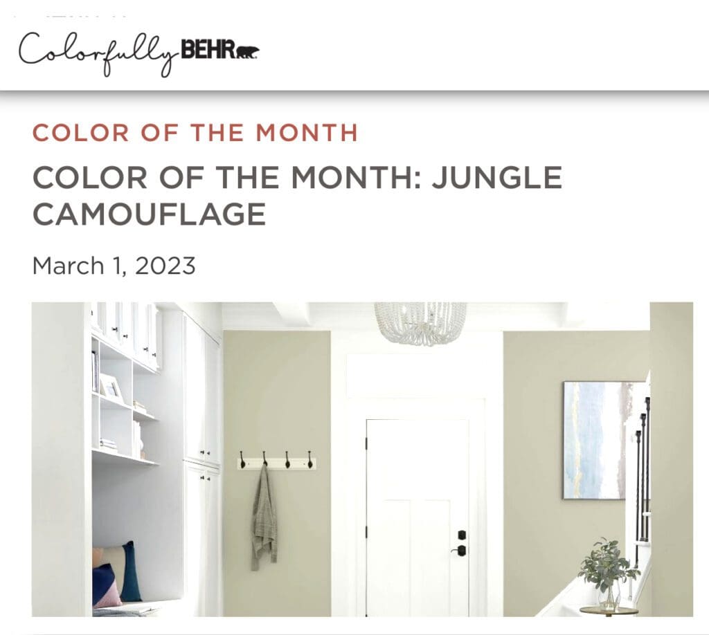 Behr March 2023 Color of the Month | Jungle Camouflage. All Los Angeles Painting Company, Inc.