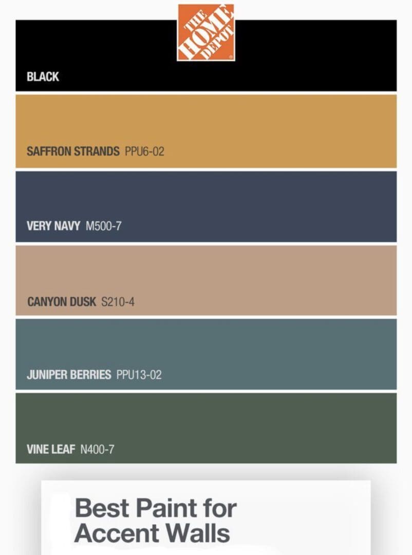 Home Depot Best Paint Colors for Accent Walls.