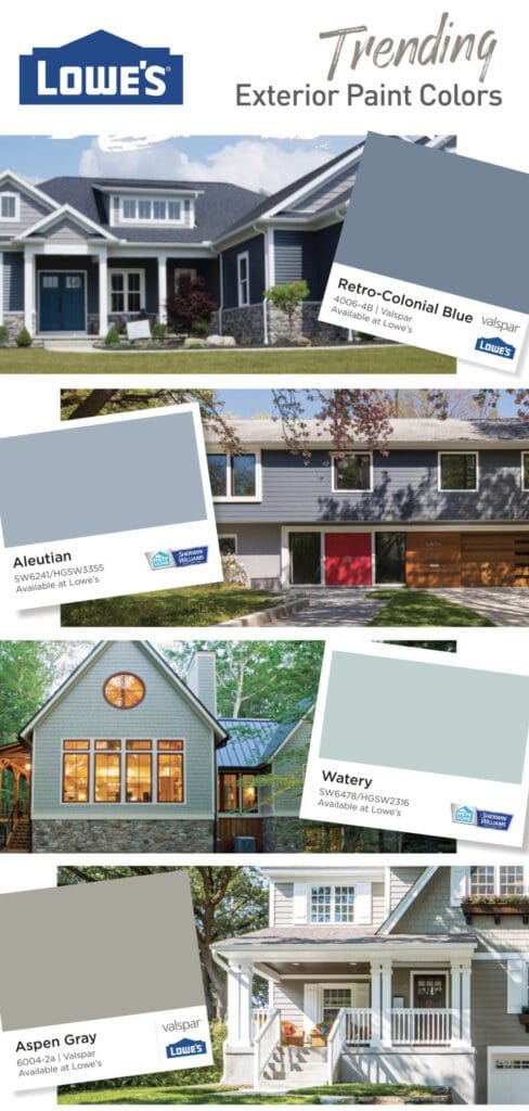 Lowes - Sherwin Williams & Valspar Trending Exterior Paint Colors.